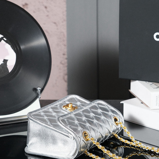CC MINI 20 FLAP BAG METALLIZED CALFSKIN GOLD HARDWARE