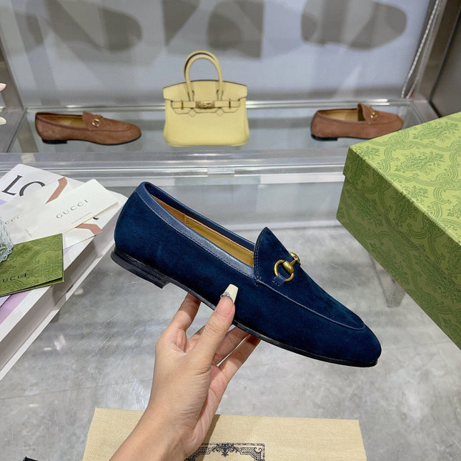 GG HORSEBIT LOAFERS NAVY BLUE SUEDE GHW