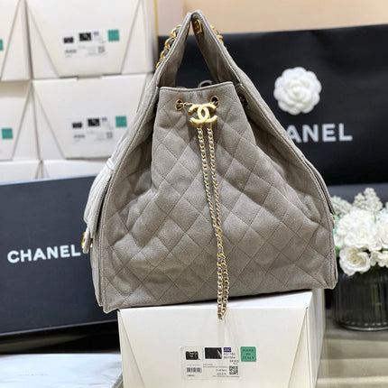 CC 25 HANDBAG IN GRAY 40 SUEDE CALFSKIN GOLD HARDWARE