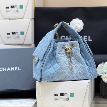 CC 25 HANDBAG IN BLUE 30 DENIM GOLD HARDWARE