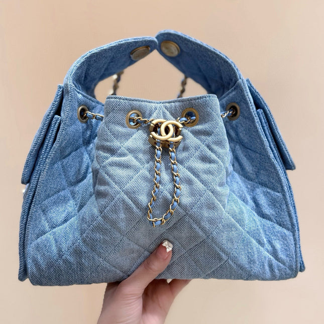 CC 25 HANDBAG IN BLUE 30 DENIM GOLD HARDWARE