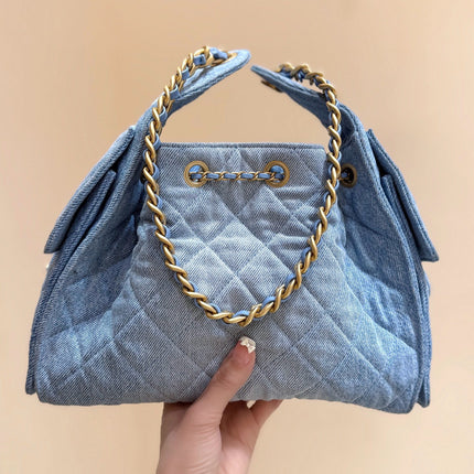 CC 25 HANDBAG IN BLUE 30 DENIM GOLD HARDWARE