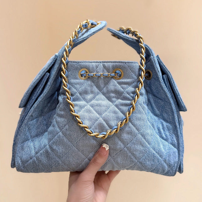 CC 25 HANDBAG IN BLUE 30 DENIM GOLD HARDWARE