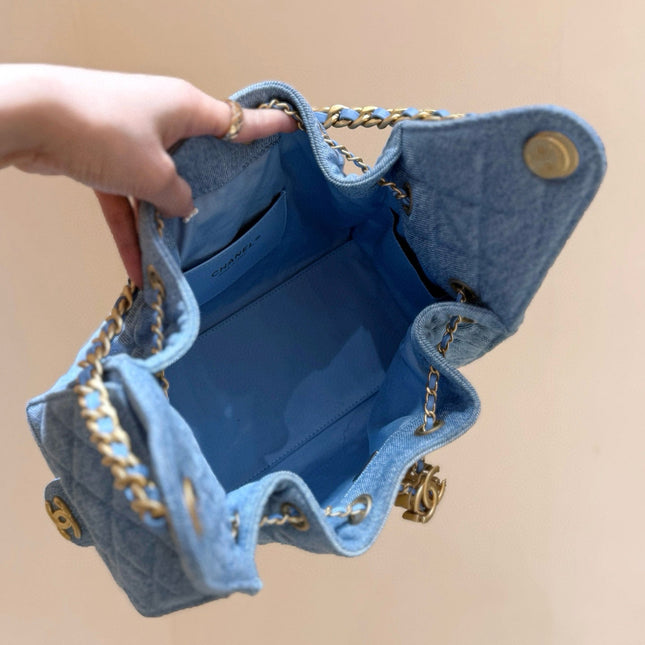CC 25 HANDBAG IN BLUE 30 DENIM GOLD HARDWARE