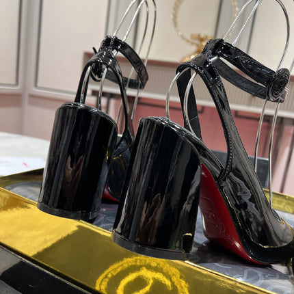 CL MISS SAB IN BLACK PATENT RED SOLE PUMPS