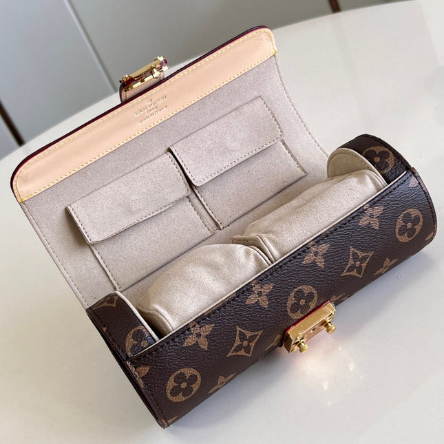 ETUI BIJOUX CASE MONOGRAM BROWN CALFSKIN GOLD HARDWARE