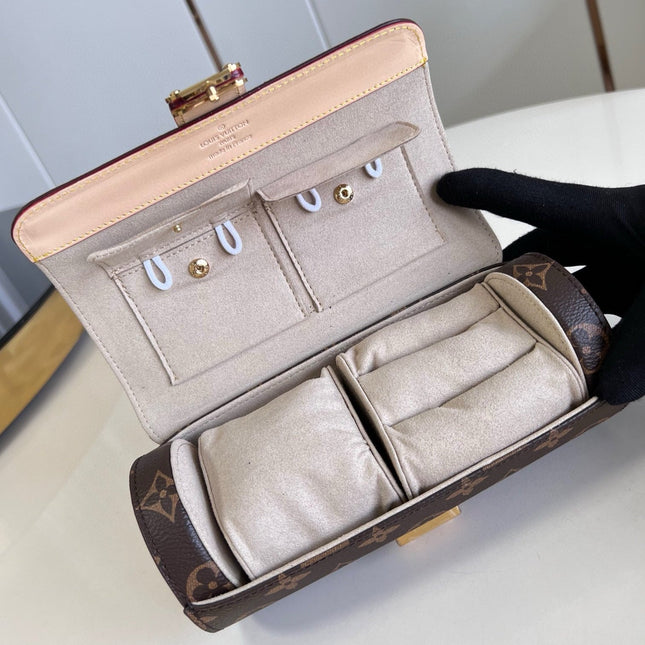 ETUI BIJOUX CASE MONOGRAM BROWN CALFSKIN GOLD HARDWARE