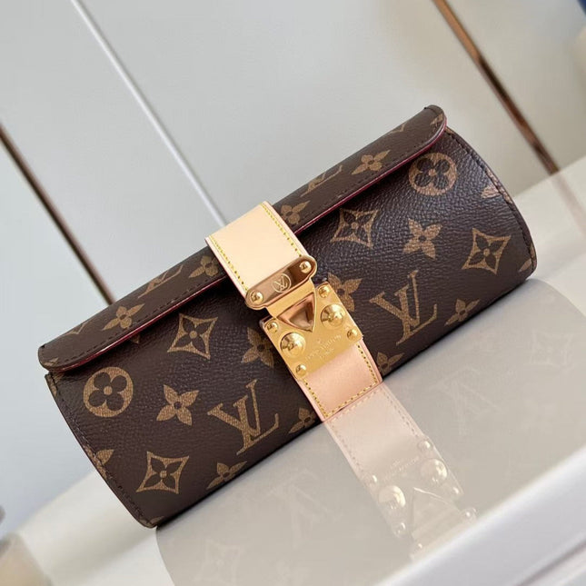 ETUI BIJOUX CASE MONOGRAM BROWN CALFSKIN GOLD HARDWARE