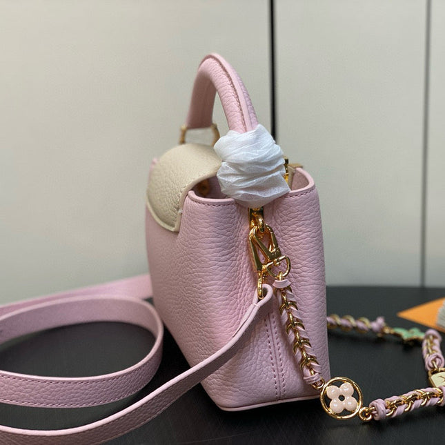 CAPUCINES MINI 21 IN LIGHT PINK TAURILLON LOVELOCK GOLD HARDWARE