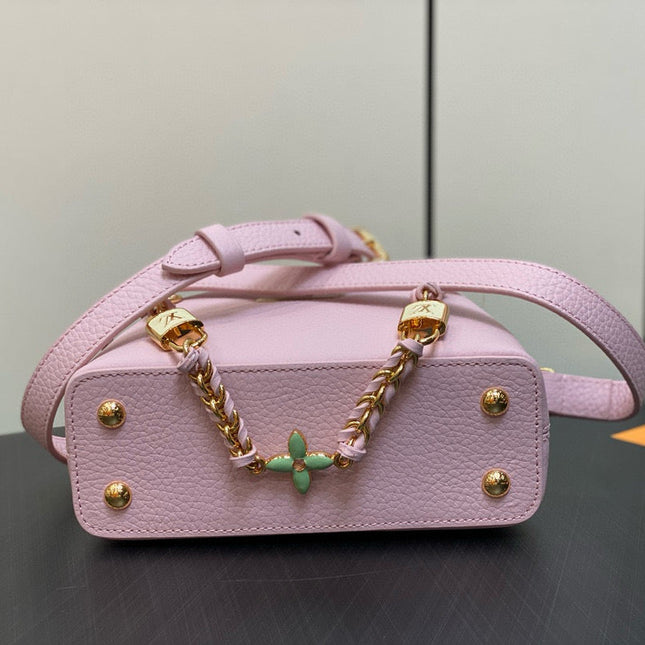 CAPUCINES MINI 21 IN LIGHT PINK TAURILLON LOVELOCK GOLD HARDWARE