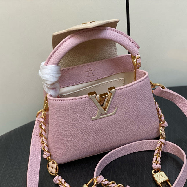 CAPUCINES MINI 21 IN LIGHT PINK TAURILLON LOVELOCK GOLD HARDWARE
