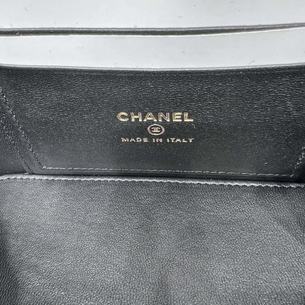 VANITY 17 TOP HANDLE IN BLACK QUILTED LAMBSKIN GOLD HARDWARE