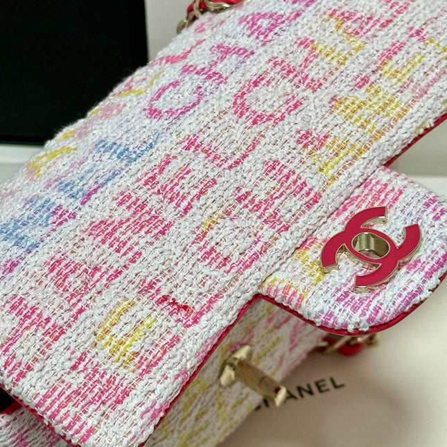 CC 24C CLASSIC DOUBLE FLAP MULTICOLOR TWEED GHW