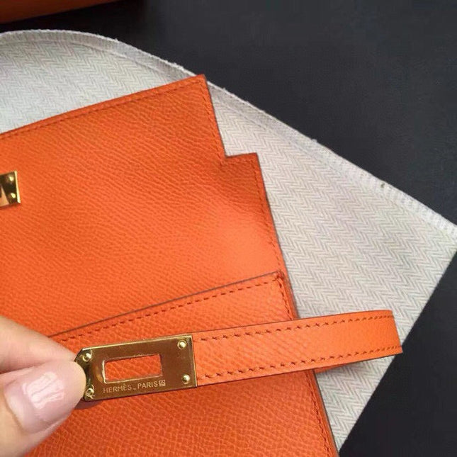 HM KELLY WALLET 20.5 ORANGE CALFSKIN