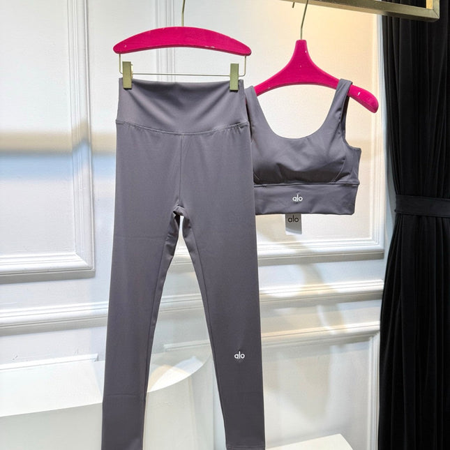 Full Set Alo Yoga Grey Cotton