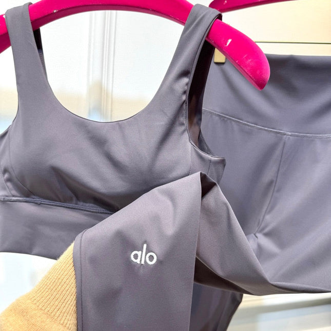 Full Set Alo Yoga Grey Cotton