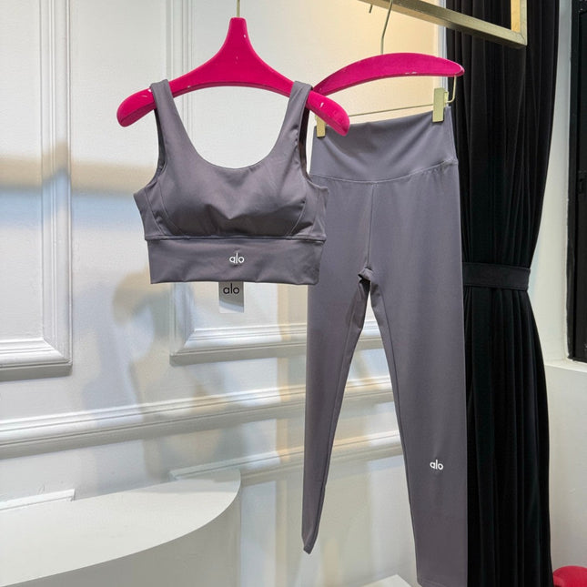 Full Set Alo Yoga Grey Cotton