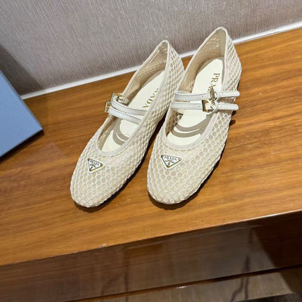 PRA BALLERINAS BALLET FLATS IN BEIGE MESH FABRIC