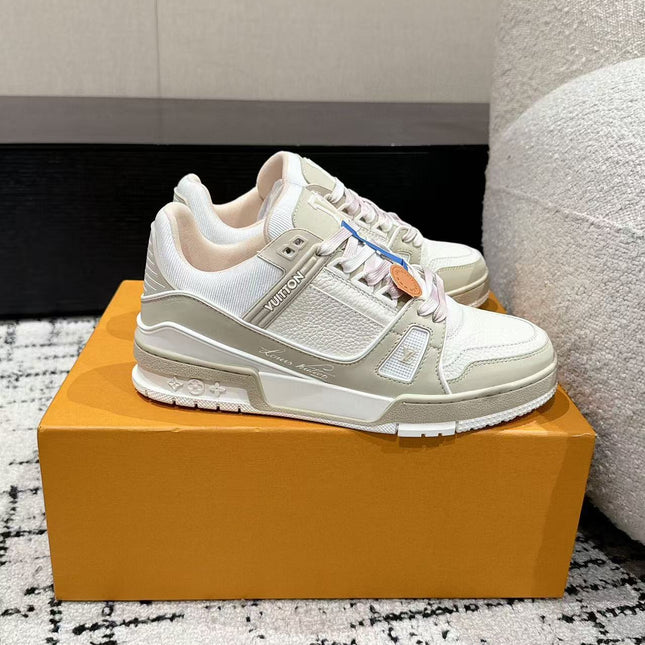 LV TRAINER SNEAKERS IN WHITE CALFSKIN