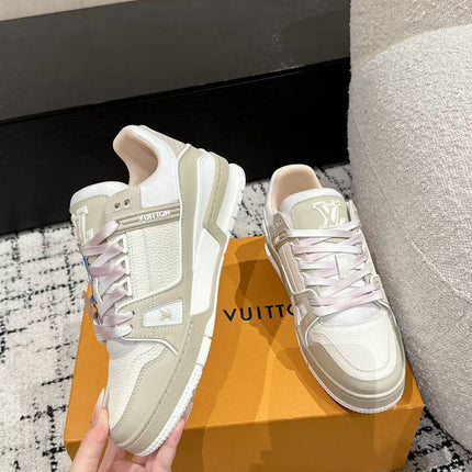 LV TRAINER SNEAKERS IN WHITE CALFSKIN