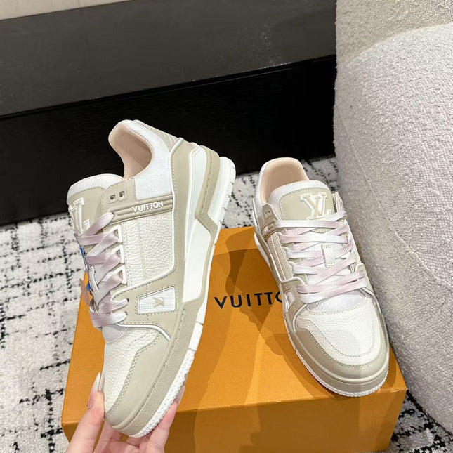 LV TRAINER SNEAKERS IN WHITE CALFSKIN