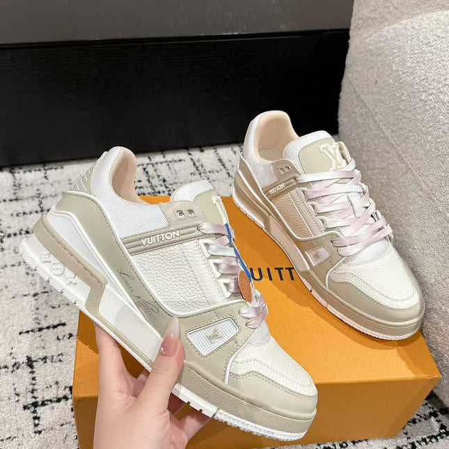 LV TRAINER SNEAKERS IN WHITE CALFSKIN