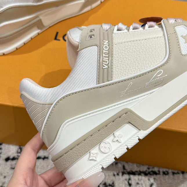 LV TRAINER SNEAKERS IN WHITE CALFSKIN
