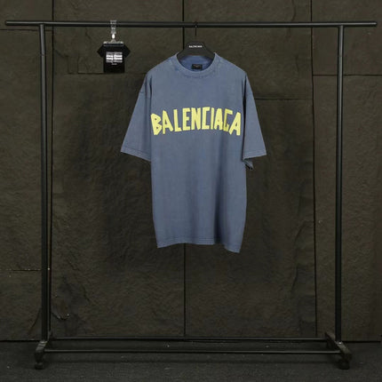 Balen Vintage Logo Blue Jersey T-Shirt