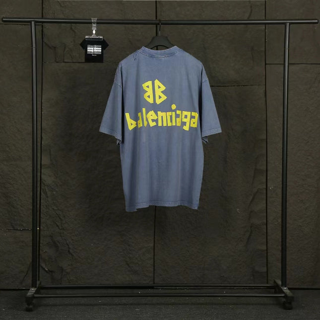 Balen Vintage Logo Blue Jersey T-Shirt