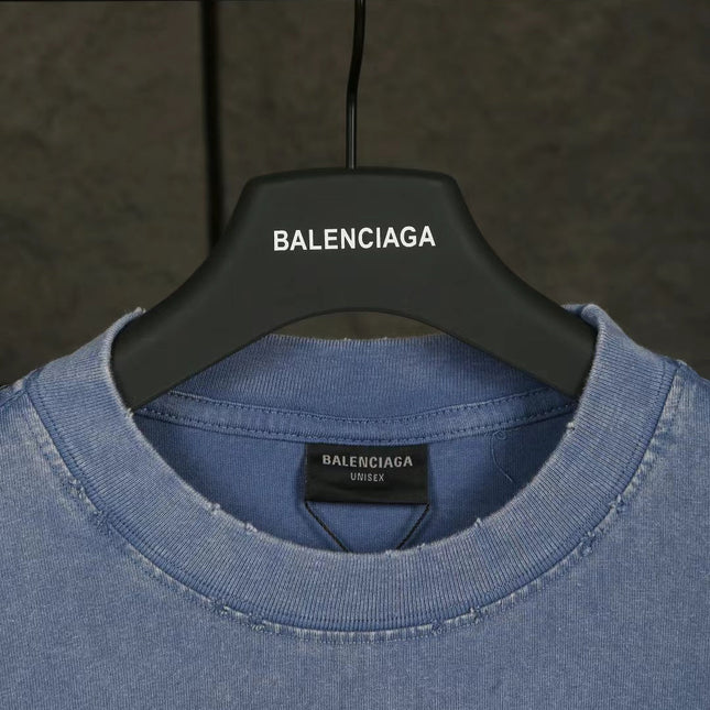 Balen Vintage Logo Blue Jersey T-Shirt