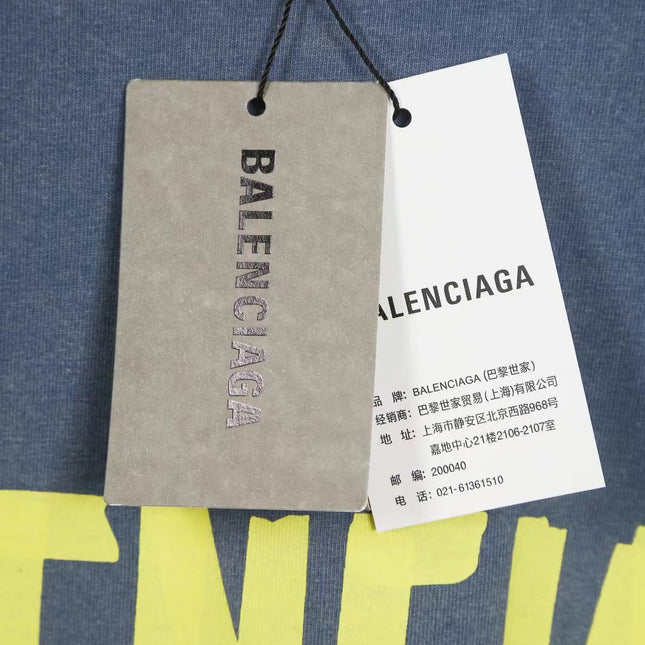 Balen Vintage Logo Blue Jersey T-Shirt