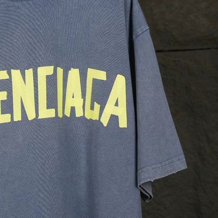 Balen Vintage Logo Blue Jersey T-Shirt