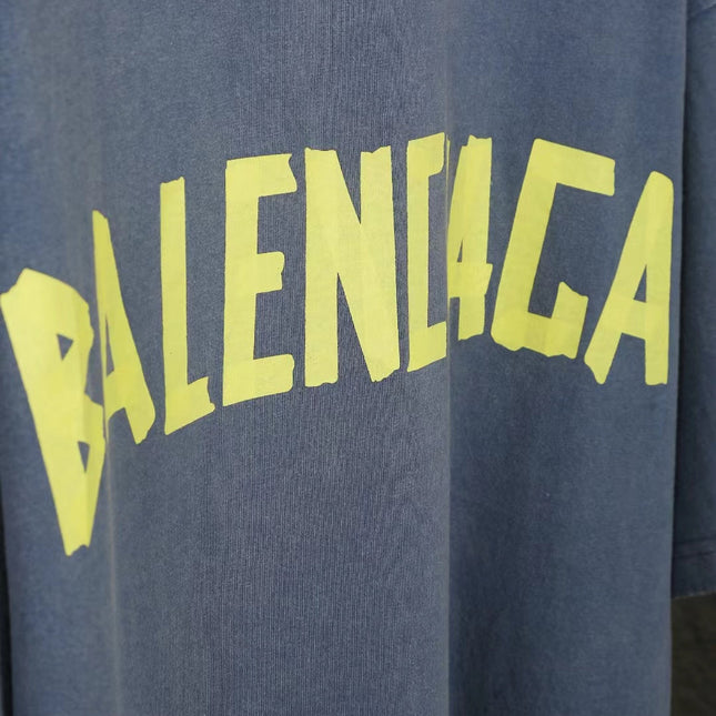 Balen Vintage Logo Blue Jersey T-Shirt