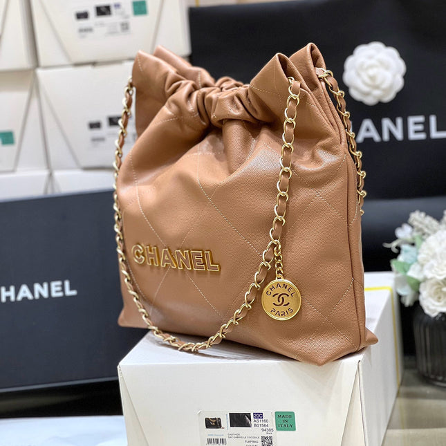GABRIELLE  HOBO BAG 35 IN CAMEL BROWN GRAINED CALFSKIN