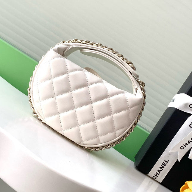 MINI HOBO BAG 16 IN WHITE LAMBSKIN