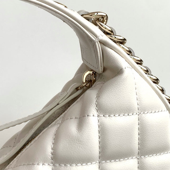 MINI HOBO BAG 16 IN WHITE LAMBSKIN