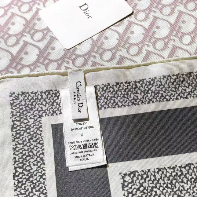 CD SCARF DOUBLE-SIDED IN PINK AND GREY MONOGRAM SILK