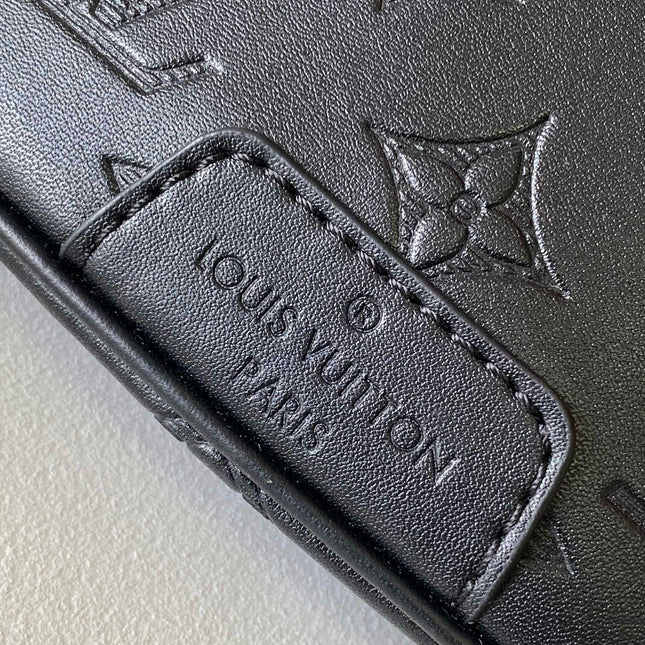 LV BELT BAG 44 IN BLACK EMBOSSED MONOGRAM CALFSKIN