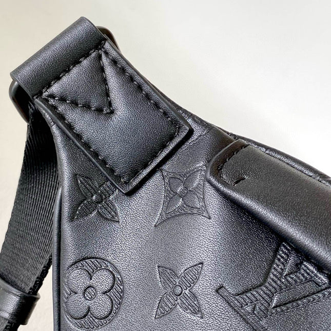 LV BELT BAG 44 IN BLACK EMBOSSED MONOGRAM CALFSKIN