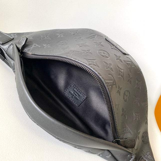 LV BELT BAG 44 IN BLACK EMBOSSED MONOGRAM CALFSKIN