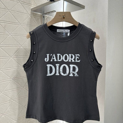 J'ADORE DIOR SLEEVELESS TEE IN BLACK COTTON