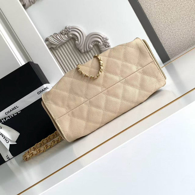 CC 25 MINI HANDBAG 22CM IN BEIGE GRAINED CALFSKIN GOLD HARDWARE