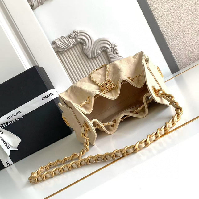 CC 25 MINI HANDBAG 22CM IN BEIGE GRAINED CALFSKIN GOLD HARDWARE