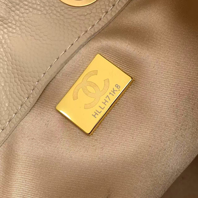 CC 25 MINI HANDBAG 22CM IN BEIGE GRAINED CALFSKIN GOLD HARDWARE