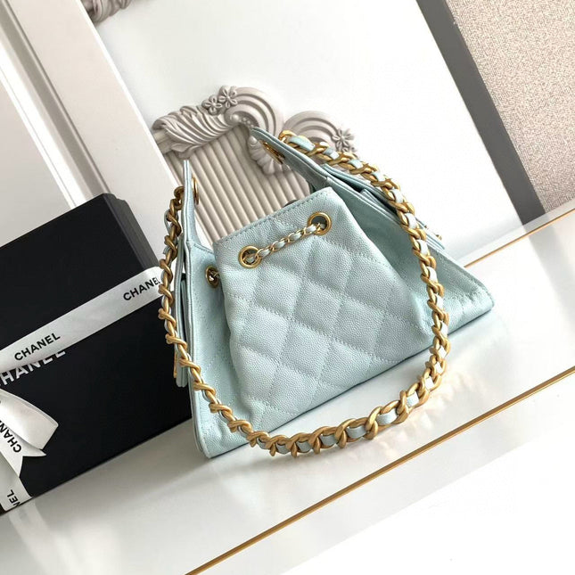 CC 25 MINI HANDBAG 22CM IN BABY BLUE GRAINED CALFSKIN GOLD HARDWARE