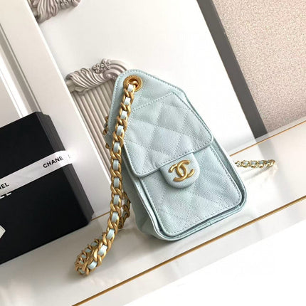 CC 25 MINI HANDBAG 22CM IN BABY BLUE GRAINED CALFSKIN GOLD HARDWARE