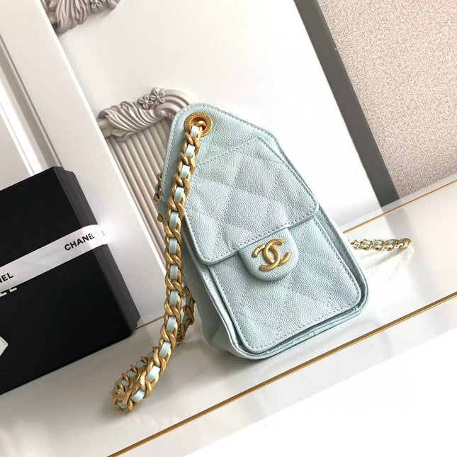 CC 25 MINI HANDBAG 22CM IN BABY BLUE GRAINED CALFSKIN GOLD HARDWARE