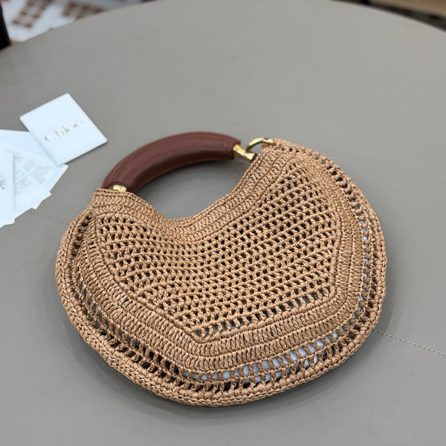 CHLOÉ 25S SUMMER BANANA HOBO BAG 36 IN LIGHT BROWN