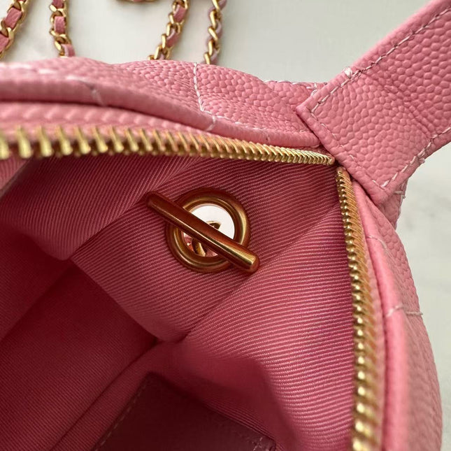 CC TOP HANDLE BAG 19 IN PINK GRAINED CALFSKIN
