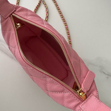 CC TOP HANDLE BAG 19 IN PINK GRAINED CALFSKIN